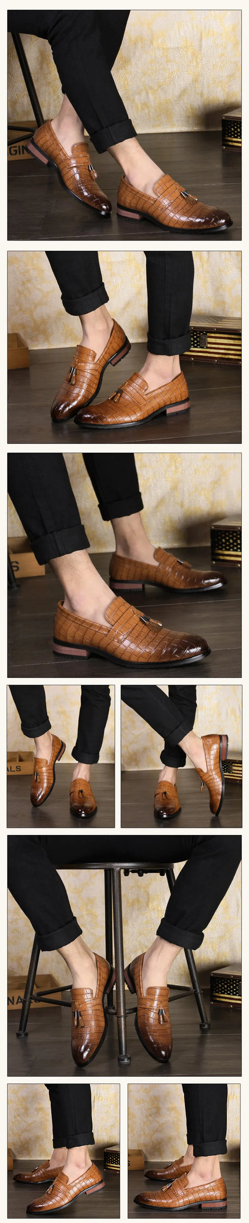 Elegant Tassel Slip-On Loafers for Men - Italian Designer Formal Dress Shoes Perfect for Weddings, Casual Events, and Business Attire in Premium Patent Leather